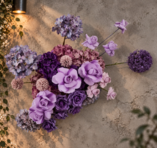 Load image into Gallery viewer, Purple / violet backdrop, arch, arbour flowers - HIRE ONLY
