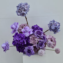 Load image into Gallery viewer, Purple / violet floor / plinth flowers - HIRE ONLY

