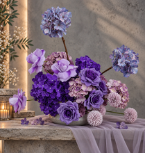 Load image into Gallery viewer, Purple / violet floor / plinth flowers - HIRE ONLY
