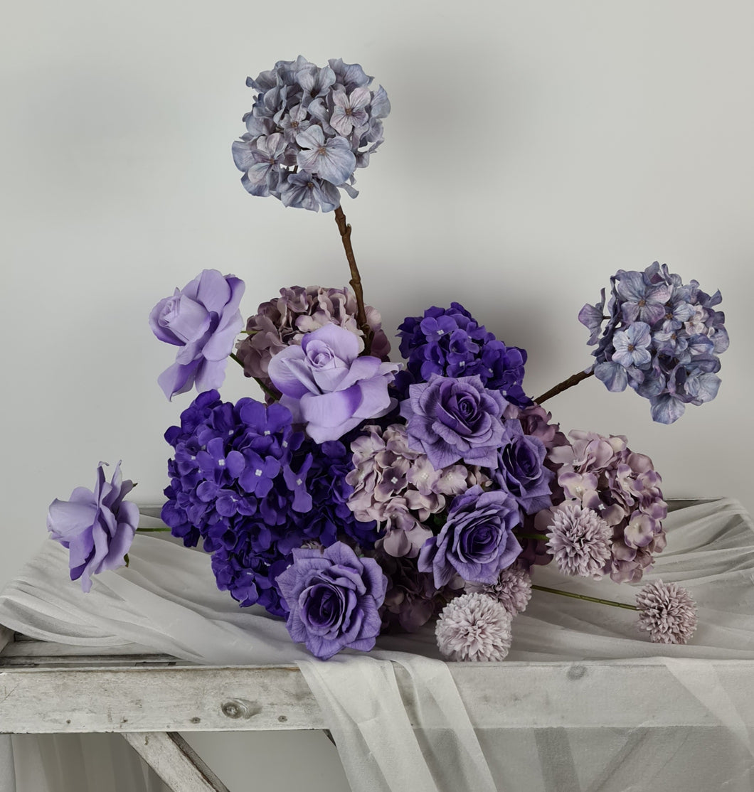 Purple / violet floor / plinth flowers - HIRE ONLY