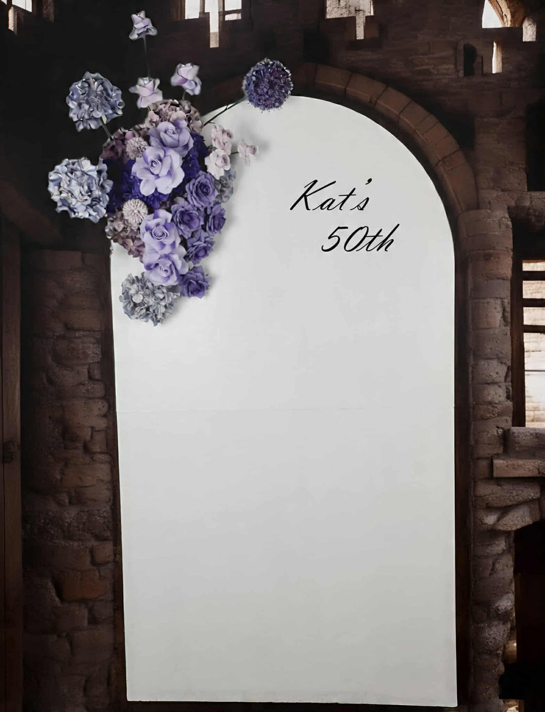 1.8m foldable arch & purple / violet flowers – Basic Package - HIRE ONLY
