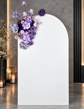 Load image into Gallery viewer, 1.8m foldable arch &amp; purple / violet flowers – Basic Package - HIRE ONLY
