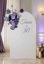 Load image into Gallery viewer, 1.8m foldable arch &amp; purple / violet flowers – Basic Package - HIRE ONLY
