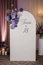 Load image into Gallery viewer, 1.8m foldable arch &amp; purple / violet flowers – Basic Package - HIRE ONLY
