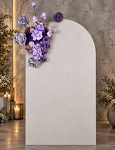 Load image into Gallery viewer, 1.8m foldable arch &amp; purple / violet flowers – Basic Package - HIRE ONLY
