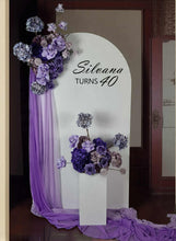 Load image into Gallery viewer, 1.8m foldable arch &amp;&nbsp; 2 x purple / violet flowers – Advanced Package - HIRE ONLY
