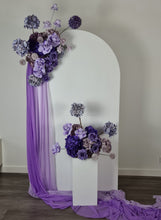 Load image into Gallery viewer, 1.8m foldable arch &amp;&nbsp; 2 x purple / violet flowers – Advanced Package - HIRE ONLY
