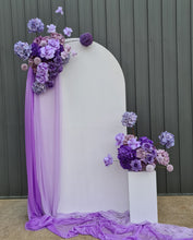 Load image into Gallery viewer, 1.8m foldable arch &amp;&nbsp; 2 x purple / violet flowers – Advanced Package - HIRE ONLY
