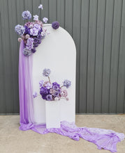 Load image into Gallery viewer, 1.8m foldable arch &amp;&nbsp; 2 x purple / violet flowers – Advanced Package - HIRE ONLY
