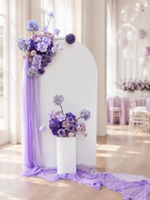 Load image into Gallery viewer, 1.8m foldable arch &amp;&nbsp; 2 x purple / violet flowers – Advanced Package - HIRE ONLY
