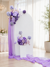 Load image into Gallery viewer, 1.8m foldable arch &amp;&nbsp; 2 x purple / violet flowers – Advanced Package - HIRE ONLY
