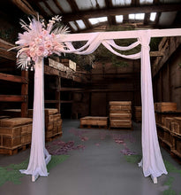 Load image into Gallery viewer, White wood arbour &amp; 1 x Boho blush romantic flowers - HIRE ONLY
