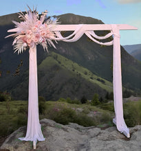 Load image into Gallery viewer, White wood arbour &amp; 1 x Boho blush romantic flowers - HIRE ONLY
