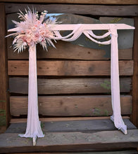 Load image into Gallery viewer, White wood arbour &amp; 1 x Boho blush romantic flowers - HIRE ONLY
