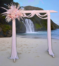 Load image into Gallery viewer, White wood arbour &amp; 1 x Boho blush romantic flowers - HIRE ONLY

