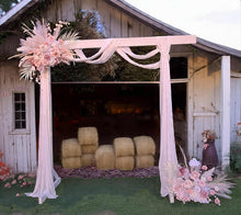 Load image into Gallery viewer, White wood arbour &amp; 2 x Boho blush romantic flowers - HIRE ONLY

