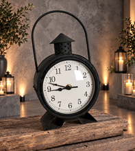 Load image into Gallery viewer, Black antique rustic clock – additional decor - HIRE ONLY
