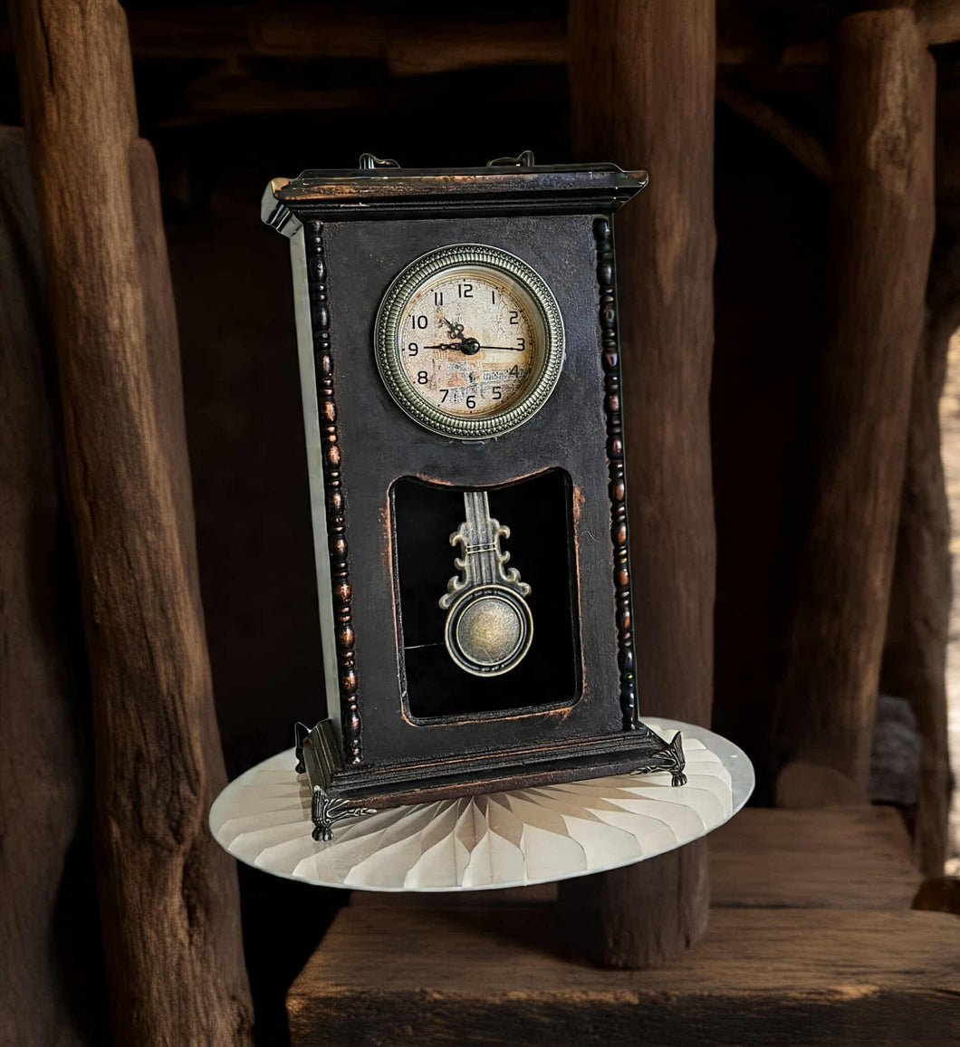 Rustic antique mantel clock – additional decor - HIRE ONLY