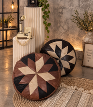 Load image into Gallery viewer, Moroccan boho leather foot rest / stool – additional decor - HIRE ONLY
