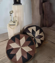 Load image into Gallery viewer, Moroccan boho leather foot rest / stool – additional decor - HIRE ONLY
