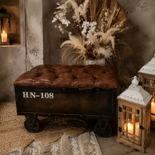 Load image into Gallery viewer, Unique rustic ottoman / bench seat – additional decor - HIRE ONLY
