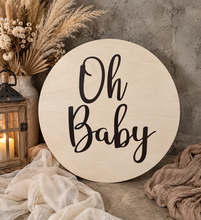 Load image into Gallery viewer, Baby shower double sided wood round - HIRE ONLY

