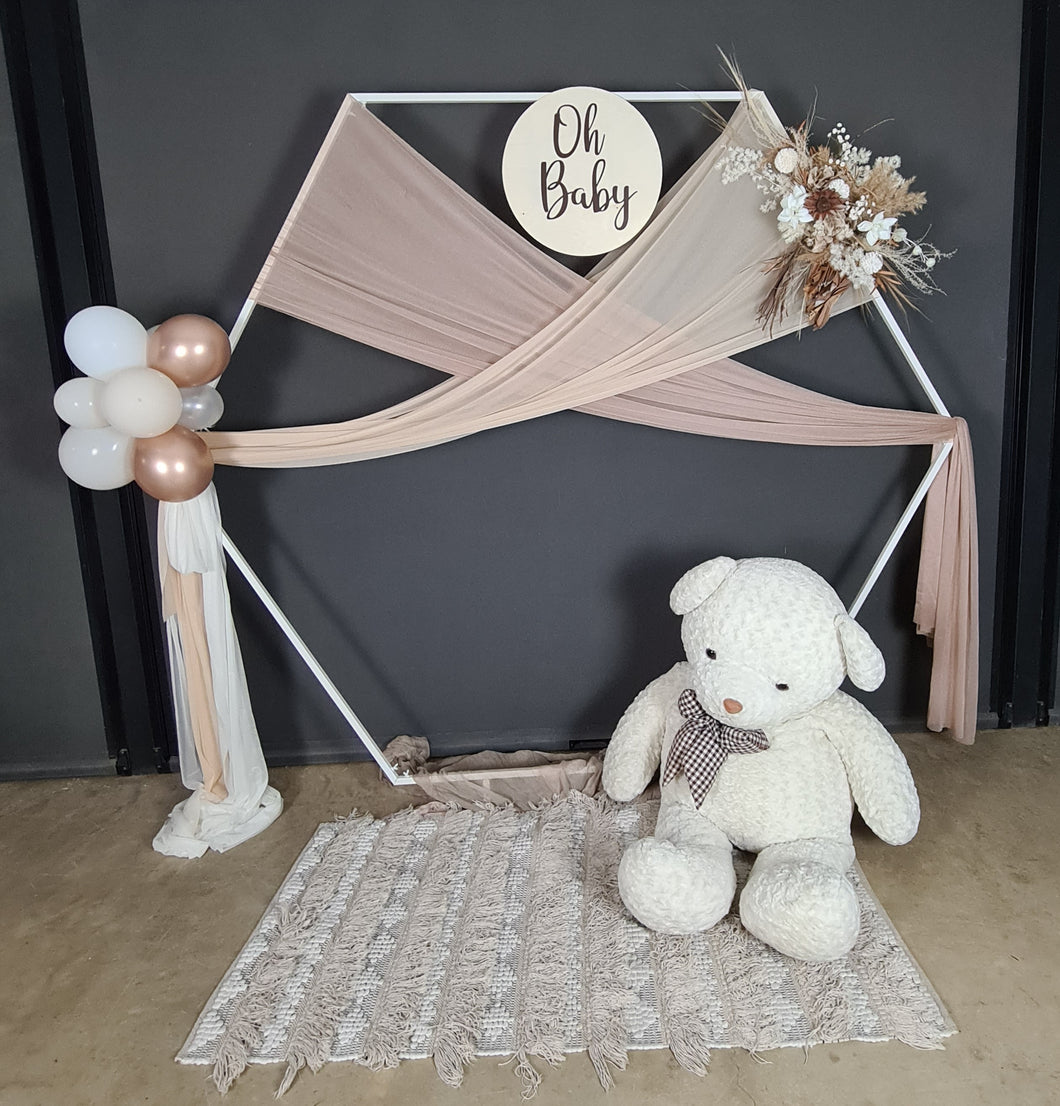 Hexagonal Backdrop Baby shower neutral / nude - Package 1 - HIRE ONLY