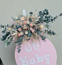 Load image into Gallery viewer, Baby shower green / pink flowers &amp; easel - Oh Baby - Welcome sign - HIRE ONLY
