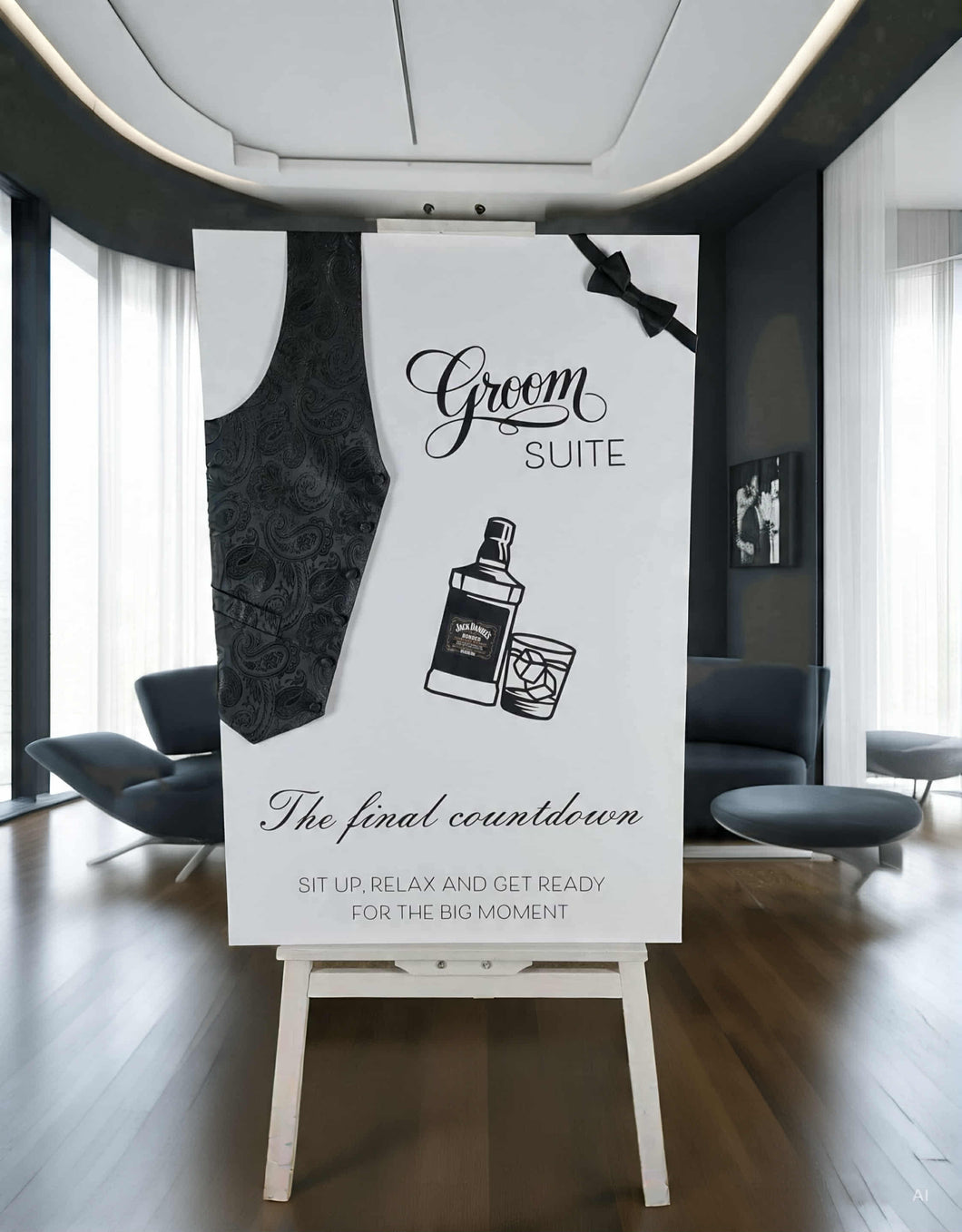Grooms Preparation Room Welcome sign - HIRE ONLY