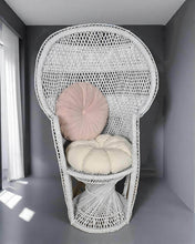 Load image into Gallery viewer, White peacock chair with cushions MEDIUM - HIRE ONLY
