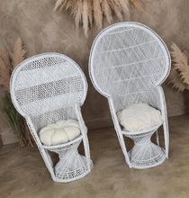 Load image into Gallery viewer, White peacock chairs Mother &amp; Daughter Photoshoot - HIRE ONLY
