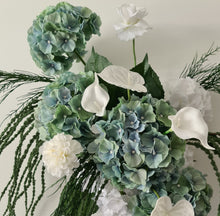 Load image into Gallery viewer, Popular green &amp; white LARGE hanging flowers – Style 1 - HIRE ONLY
