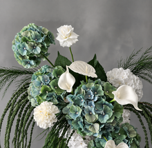 Load image into Gallery viewer, Popular green &amp; white LARGE hanging flowers – Style 1 - HIRE ONLY
