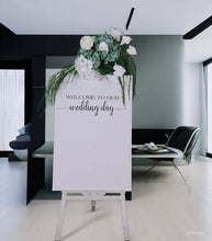 Load image into Gallery viewer, Green &amp; white flowers event welcome sign - HIRE ONLY

