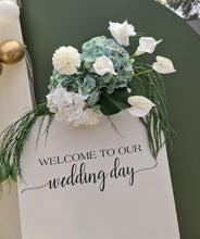 Load image into Gallery viewer, Green &amp; white flowers event welcome sign - HIRE ONLY
