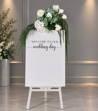 Load image into Gallery viewer, Green &amp; white flowers event welcome sign - HIRE ONLY
