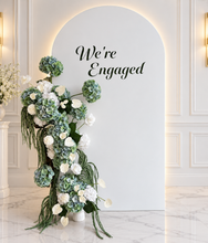 Load image into Gallery viewer, White arch &amp; 3 x green &amp; white flowers - HIRE ONLY
