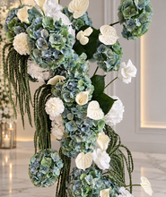 Load image into Gallery viewer, White arch &amp; 3 x green &amp; white flowers - HIRE ONLY

