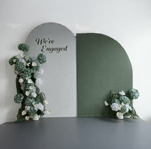 Load image into Gallery viewer, White &amp; Olive arch &amp; 4 x green &amp; white flowers
