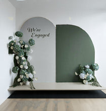 Load image into Gallery viewer, White &amp; Olive arch &amp; 4 x green &amp; white flowers
