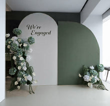 Load image into Gallery viewer, White &amp; Olive arch &amp; 4 x green &amp; white flowers
