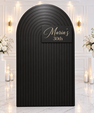 Load image into Gallery viewer, Black ripple arch backdrop – 2.1m tall - HIRE ONLY
