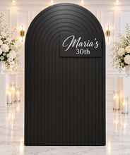 Load image into Gallery viewer, Black ripple arch backdrop – 2.1m tall - HIRE ONLY
