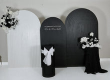 Load image into Gallery viewer, Black &amp; white package - 3 x arch, 2 x flowers &amp; 2 x plinths - HIRE ONLY
