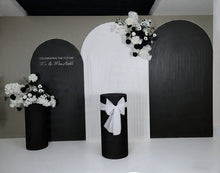Load image into Gallery viewer, Black &amp; white package - 3 x arch, 2 x flowers &amp; 2 x plinths - HIRE ONLY
