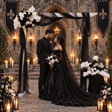 Load image into Gallery viewer, White arbour black &amp; white flowers x 2 - HIRE ONLY

