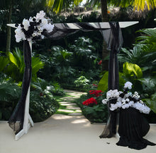 Load image into Gallery viewer, White arbour black &amp; white flowers x 2 - HIRE ONLY
