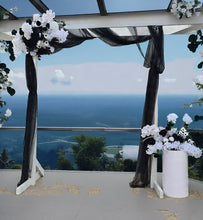 Load image into Gallery viewer, White arbour black &amp; white flowers x 2 - HIRE ONLY
