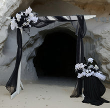 Load image into Gallery viewer, White arbour black &amp; white flowers x 2 - HIRE ONLY
