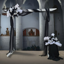 Load image into Gallery viewer, White arbour black &amp; white flowers x 2 - HIRE ONLY
